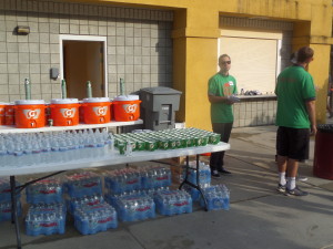 Hydration station, pre-race