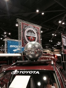 Why yes, that is a giant, spinning disco ball. Didn't you see one at your last race expo?