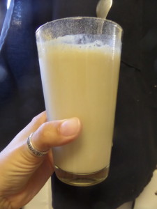 One serving mixed with skim milk (opacity = evidence of complete mixing)