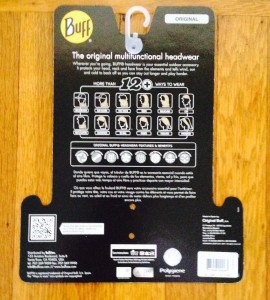 Back of the Buff card/packaging