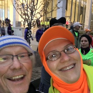 Sporting my BibRave orange at the Detroit Turkey Trot. 