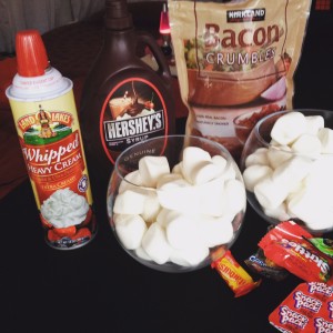 Marshmallow creation station--who knew whipped cream on a marshmallow could be so good?