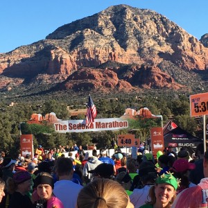 The starting line (see the lady dressed like a cactus)