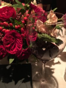 wine glass with roses