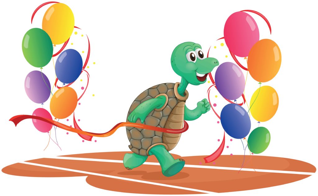 Turtle crossing balloons