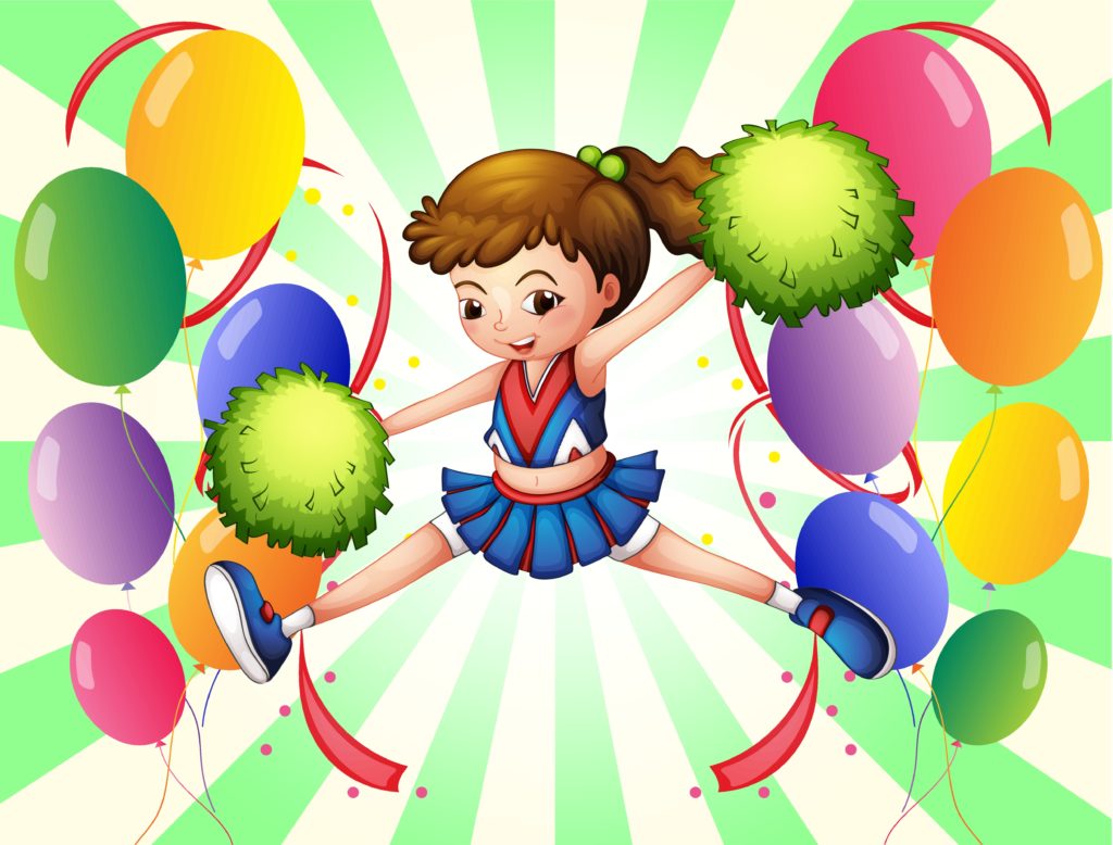 Cheerleader and balloons